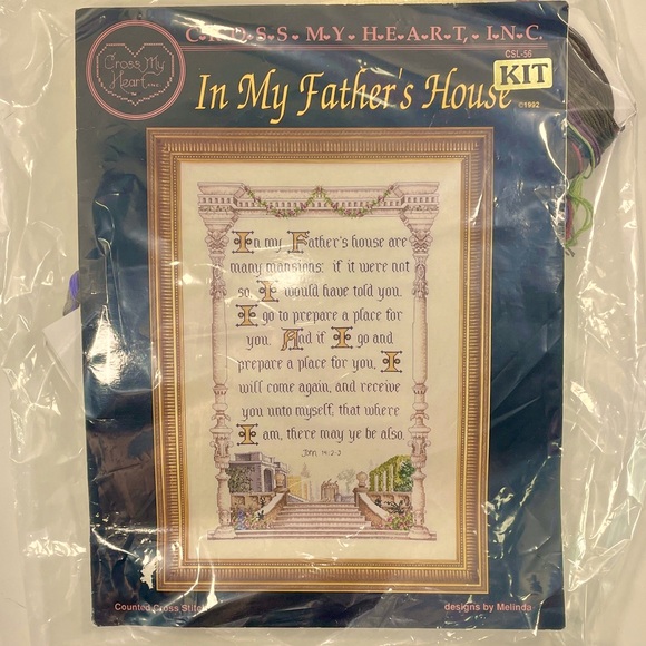 In My Father's House Counted Cross Stitch Kit Cross My Heart Csl-56 John 14:2-3 - Picture 1 of 3